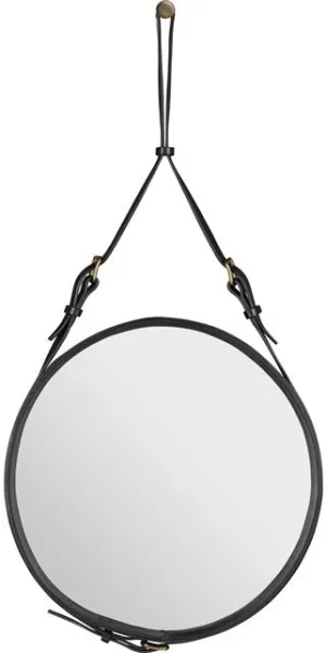 GUBI Adnet Väggspegel Cirkulär Svart Läder Ø45 cm